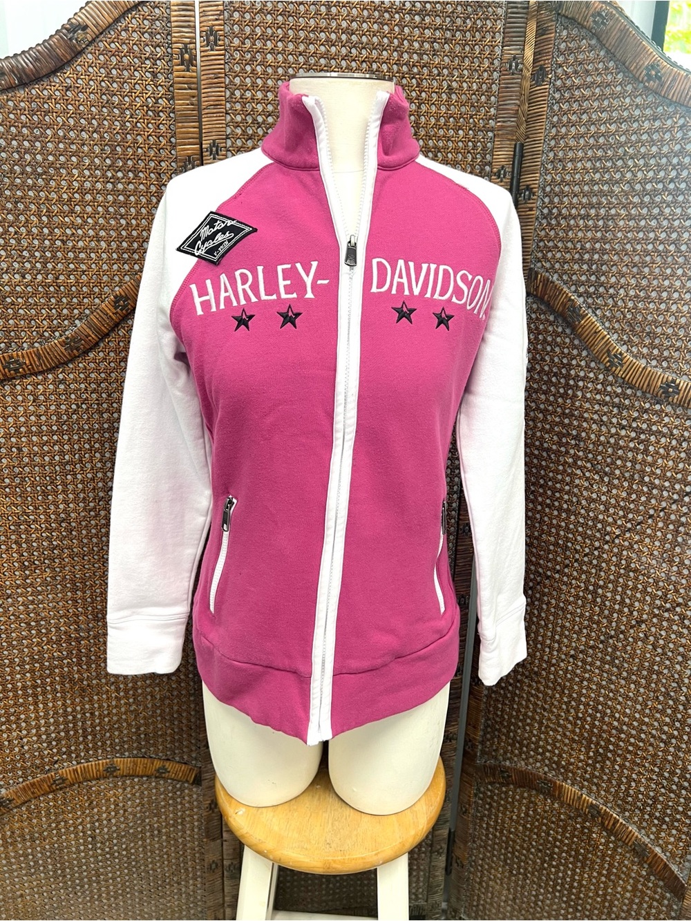 Harley Davidson zip up sweatshirt 
Pink white medium jacket